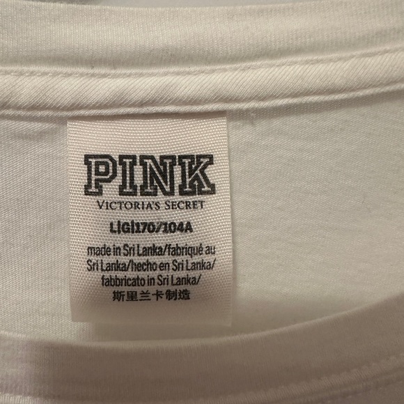 Victoria’s Secret PINK White Red Long Sleeve T-shirt Size Large Women’s - Picture 6 of 7